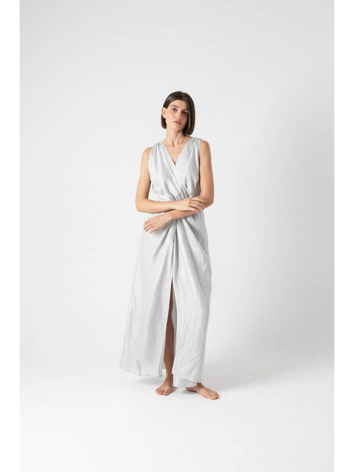 LUXMII - Wholesale Dress – Women's - Serpente Wrap Dress Ice3