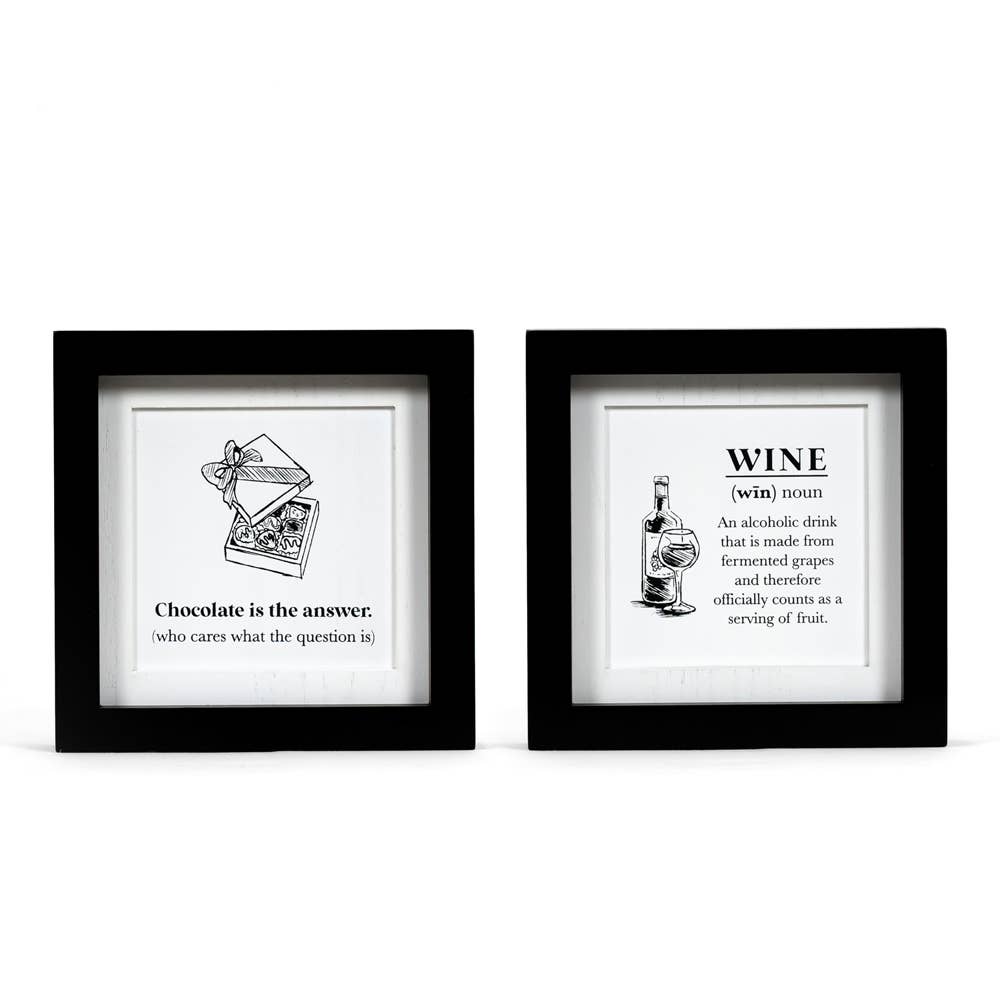 Devanie At Home (Formerly Adams & Co.) - Wholesale Sign - 11842 - 7x7 rvs wd frmd sn (FRUIT/ANSWR)   WINE CLEARANCE0