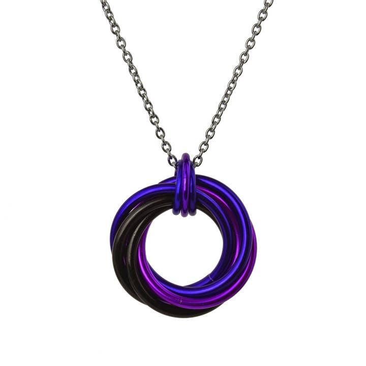 Knotted Metal Large Swirl Pendant - Purple Goth for wholesale by Rebeca Mojica Jewelry