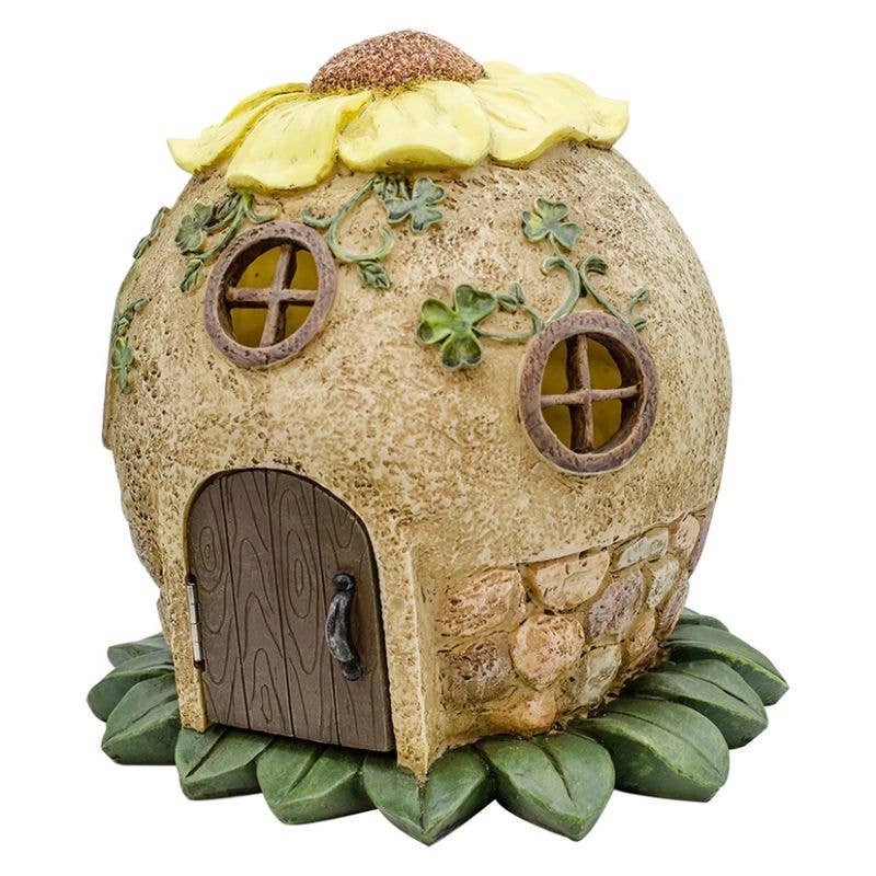 Dublin Gift Company - Wholesale Outdoor Ornament/Decor - Garden Fairy House - Sunflower & Shamrock Design0