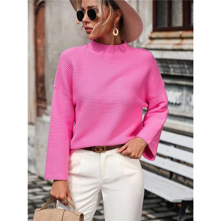 UZ Wholesale Store - Wholesale Knitted jumper – Women′s - Solid Color Long Sleeve Crewneck Casual Loose Pullover Knitted Sweater7