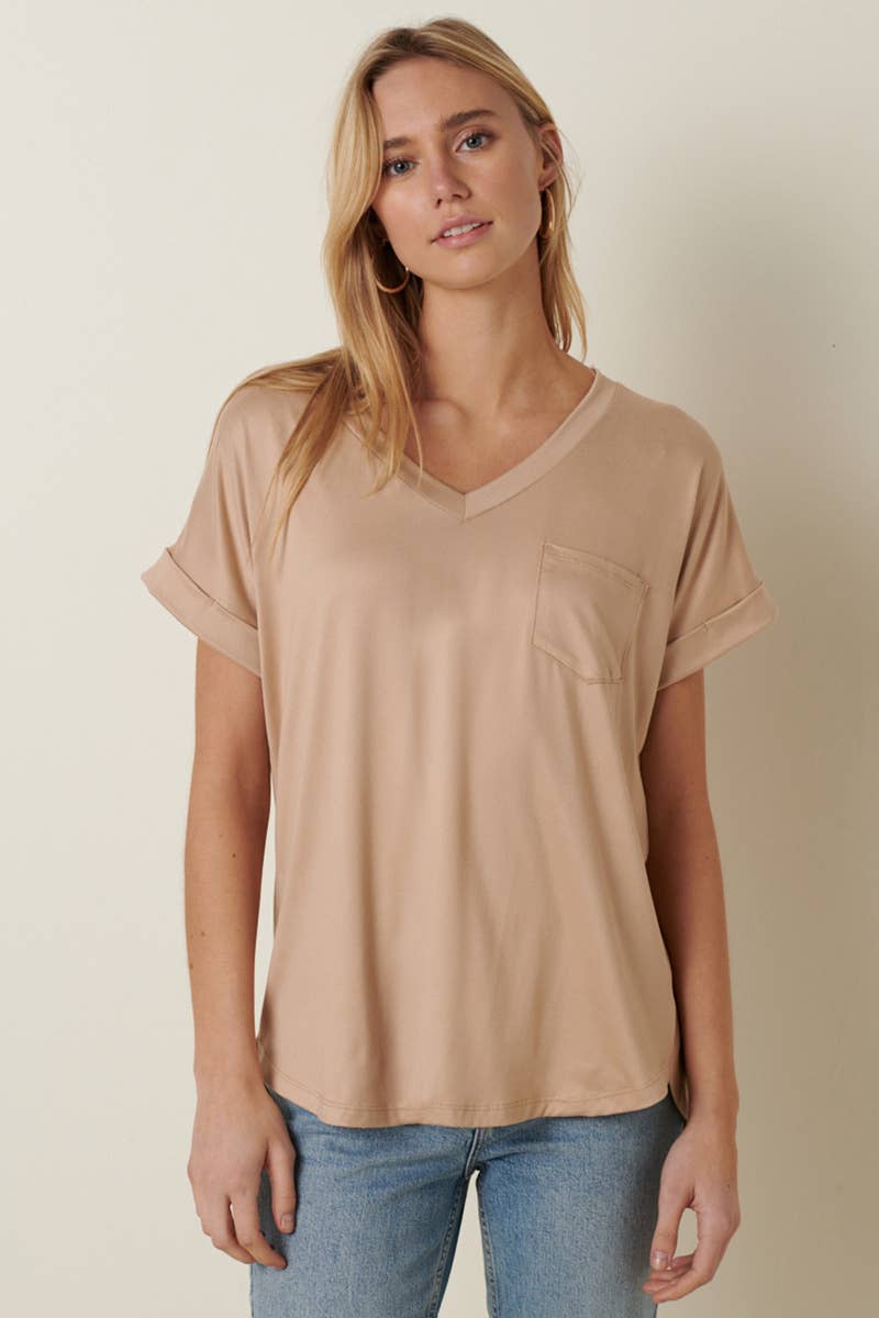 mittoshop – Engroshandel Strikket top - Dame – T9153 - DTY V-HALS MED 1 LOMMEDETALJE DOLMAN STRIKKET TOP58