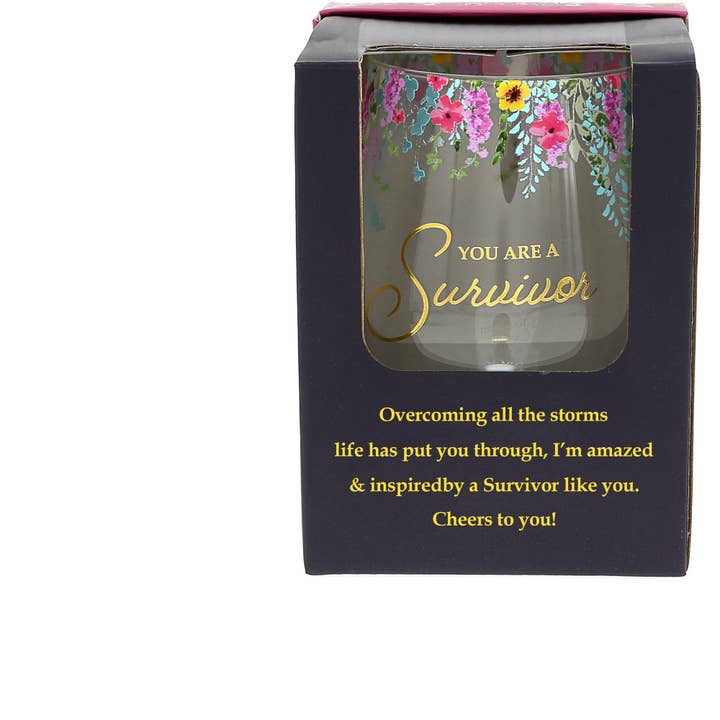 Pavilion - Wholesale Wine Glass - You Are a Survivor - Gift Boxed 17 oz Stemless Wine Glass6
