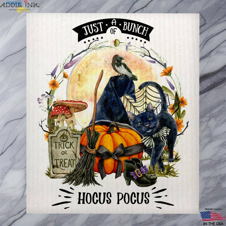 Strofinaccio Trickor Treat Cat Pumpkin per Halloween per la vendita all'ingrosso da parte di ADDLE iNK