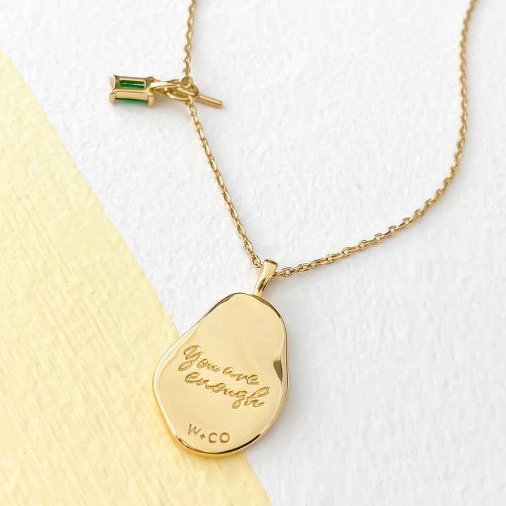 Breathe Gold Mantra Necklace - 14K Real Gold Plated Jewelry for wholesale by Wanderlust + Co
