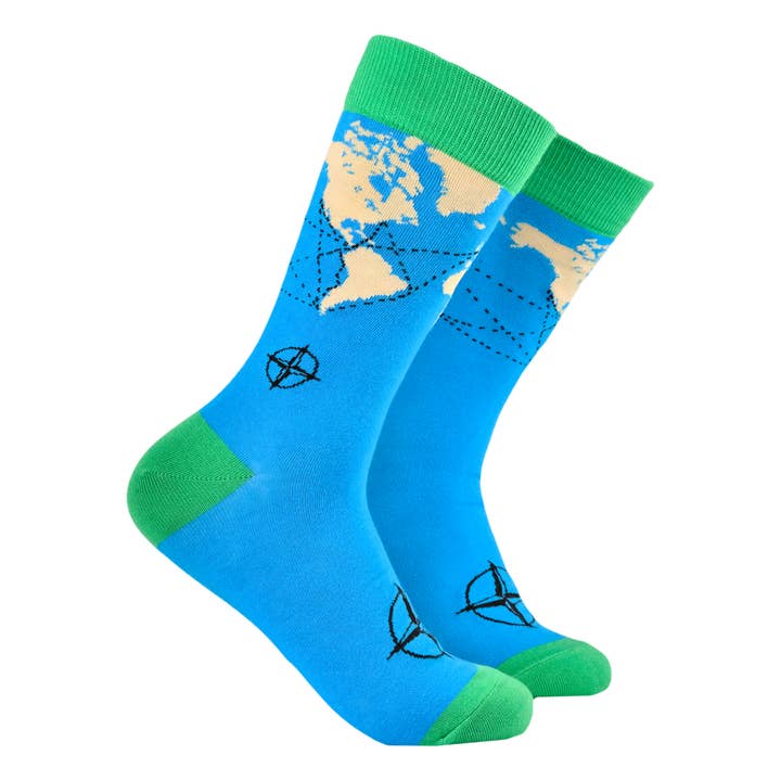 World Map Bamboo Socks for wholesale by Socktopus