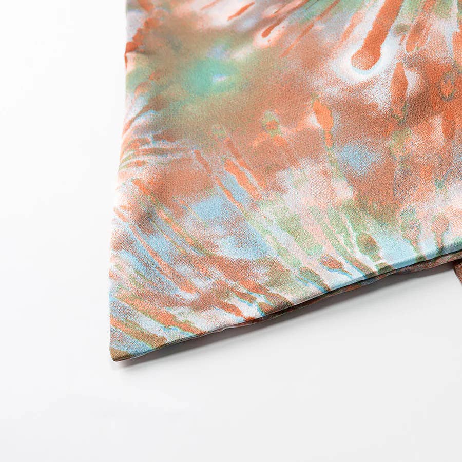 Rosa Clothing - Wholesale Camisole - Women's - Silk Vintage Print Backless Lace-Up Cropped Camisole Top15