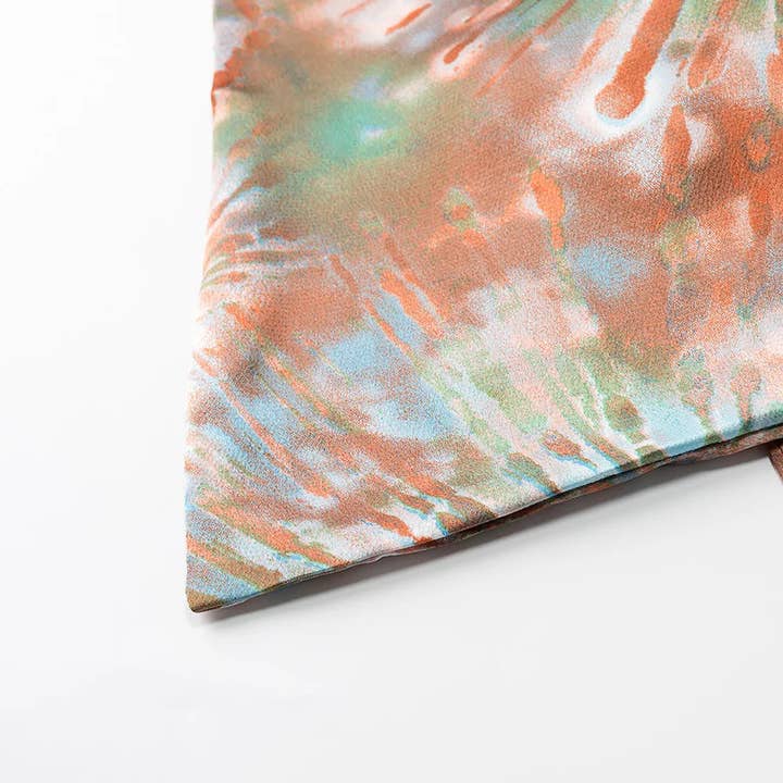 Rosa Clothing - Wholesale Camisole - Women's - Silk Vintage Print Backless Lace-Up Cropped Camisole Top15