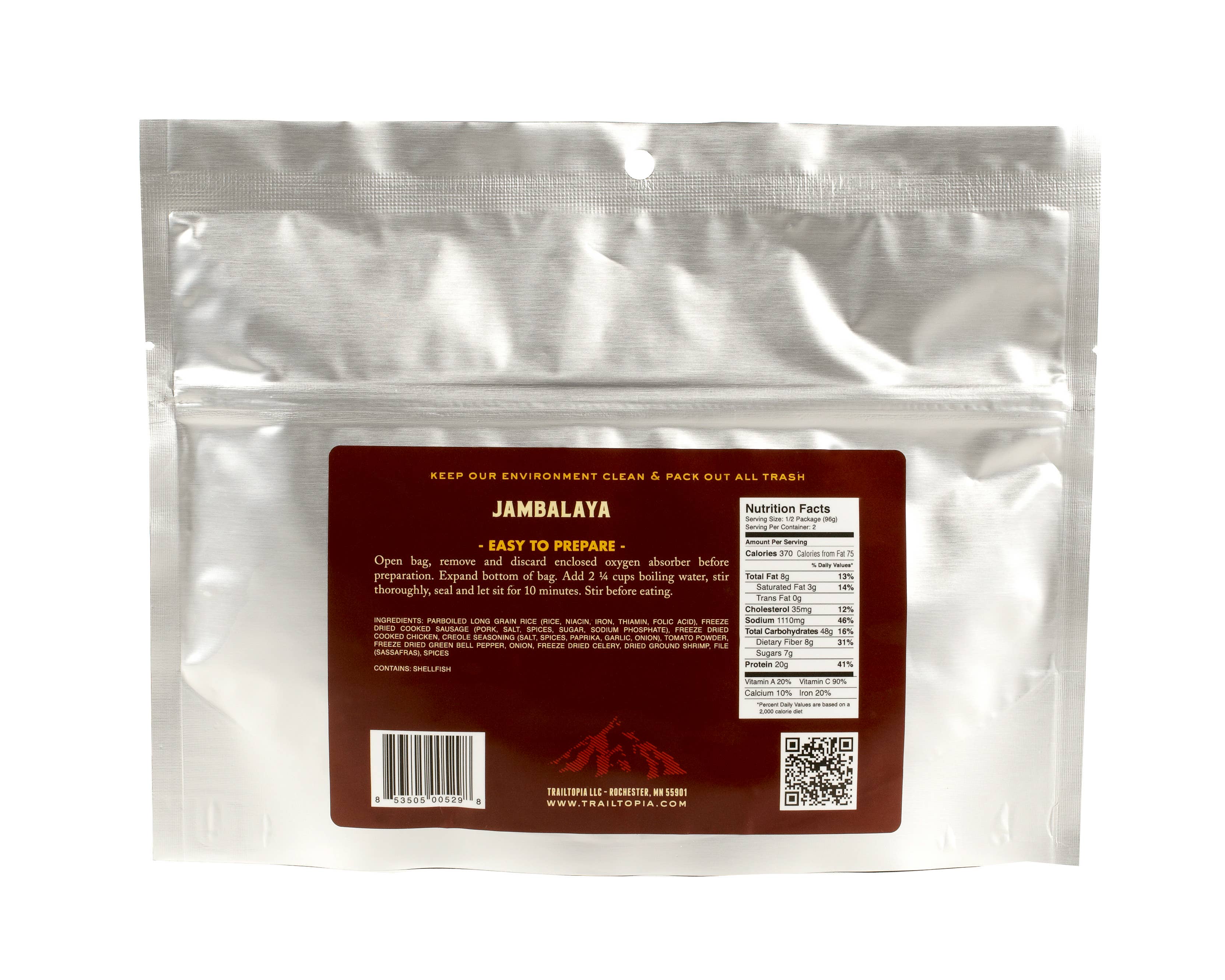 Trailtopia - Vendita all'ingrosso Pasti pronti a lunga conservazione - Pasto Pronto a Lunga Conservazione Jambalaya per Due1