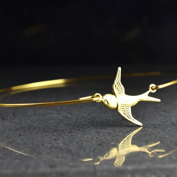 MadamLili - Venta al por mayor Pulseras tipo brazalete - Brazalete dorado vuelo golondrina - Golondrina dorada