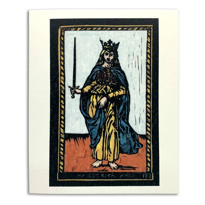 Sapphorica Creations Queen Tarot Linogravure Art Card pour la vente par Sapphorica Creations