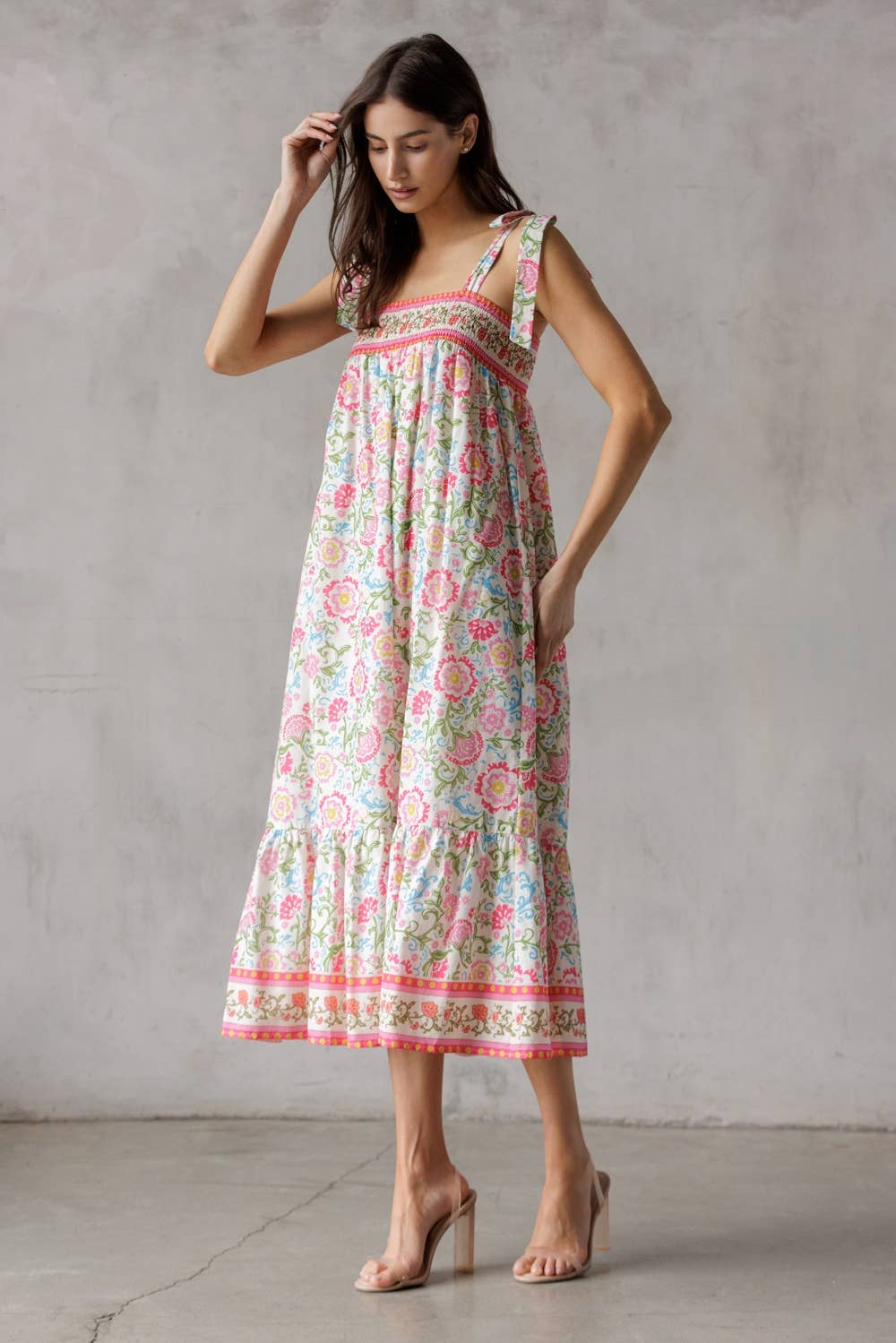 STORIA - Wholesale Dress - Women's - SJD7582 - MULTI FLORAL TIE MIDI DRESS12