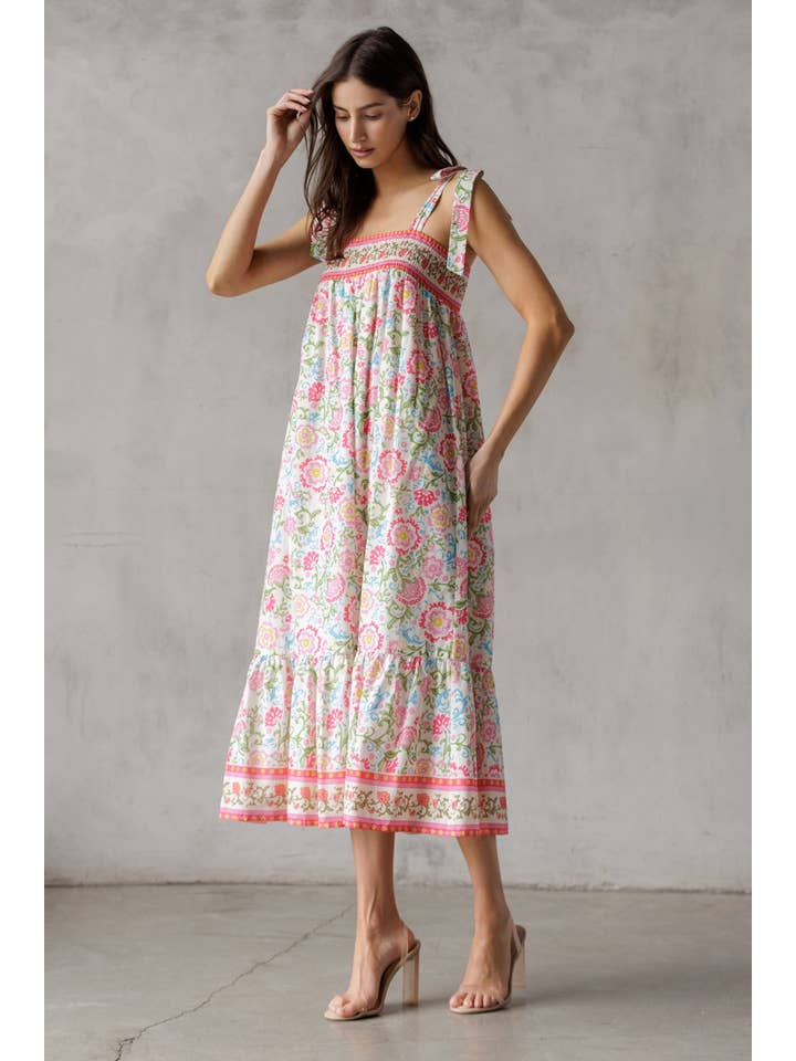 STORIA - Wholesale Dress - Women's - SJD7582 - MULTI FLORAL TIE MIDI DRESS12