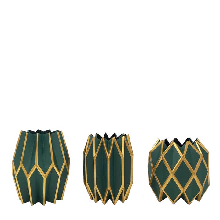Lucy Grymes Designs – wholesale Vase – Forest Green Paper Vase Wraps | Set of 3