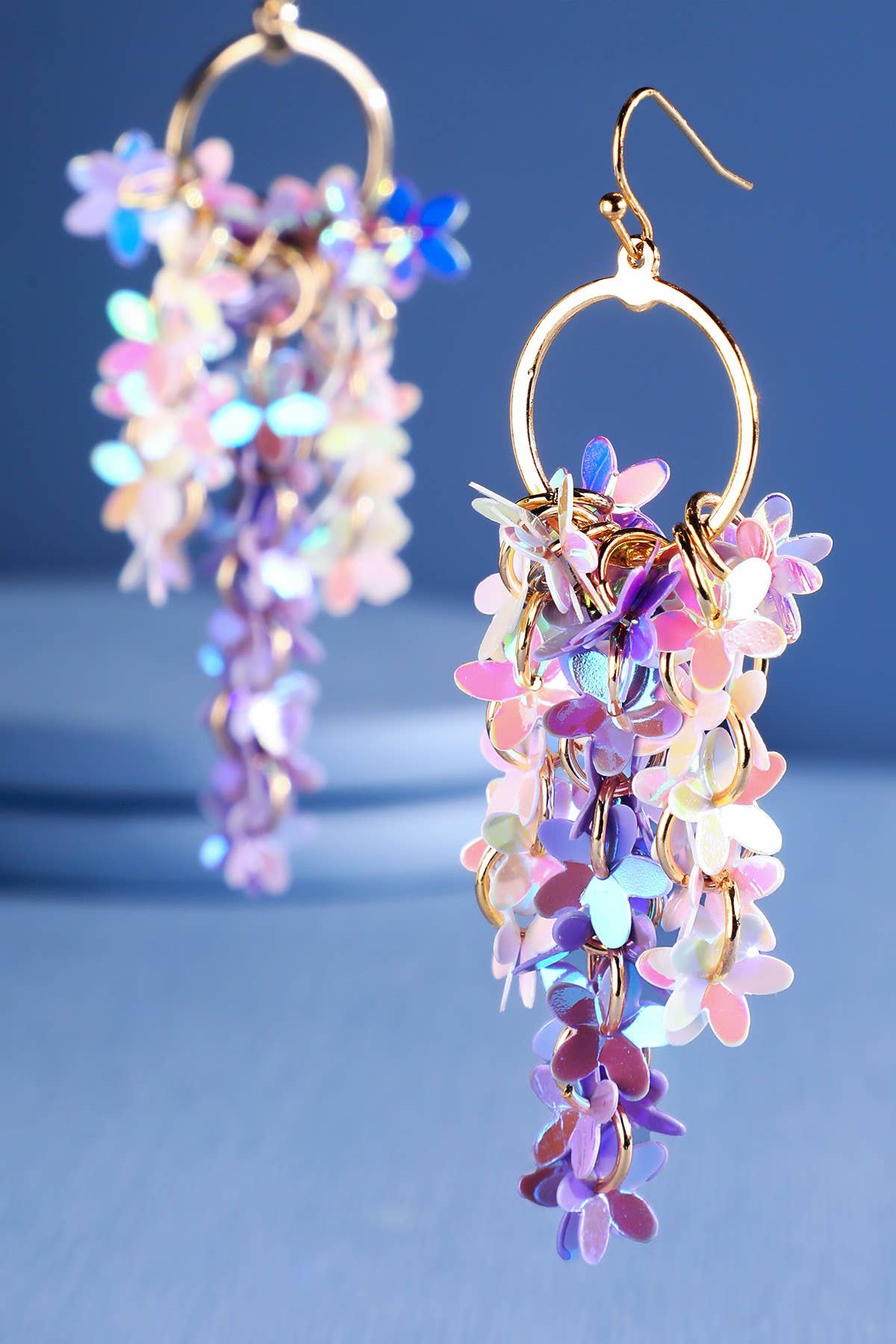 Urbanista - Wholesale Dangle Earrings - Falling Flower Sequin Earrings0