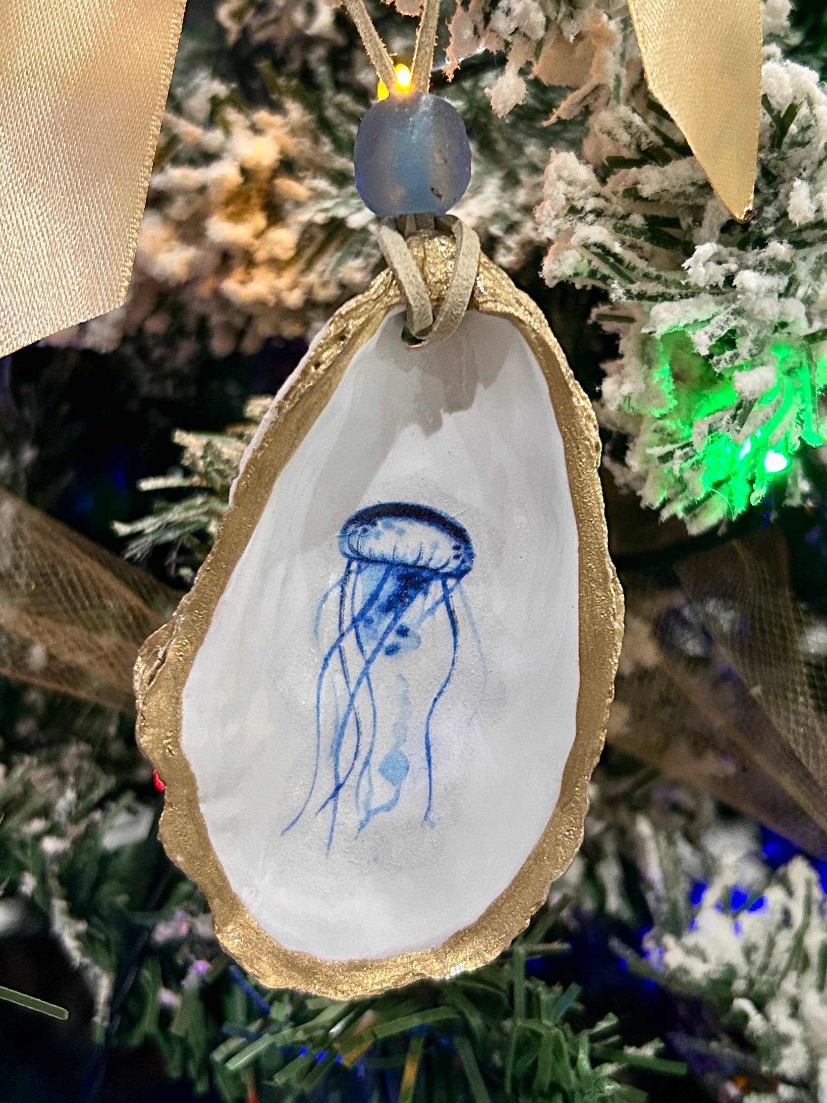 Coast and Cork – wholesale Ornament – Coastal Oyster Sea Animal Ornament/ Blue 3