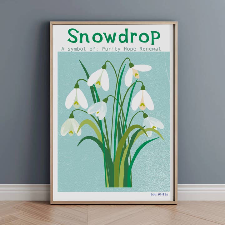 Print A4 - Snowdrop - Positive Words for wholesale by Lou Mills