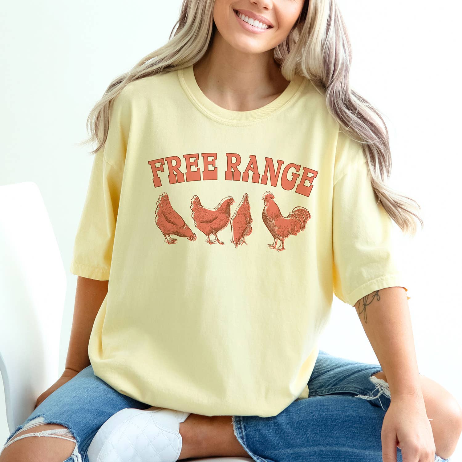 Untamed Country - Wholesale T-Shirt (Graphic) - Women's - Free Range Chickens Comfort Colors Graphic Shirt1