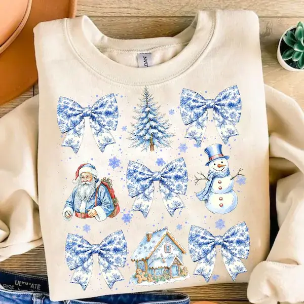 Skymorphew Branding Co - Wholesale Sublimation Transfer - Blue Christmas Coquette0