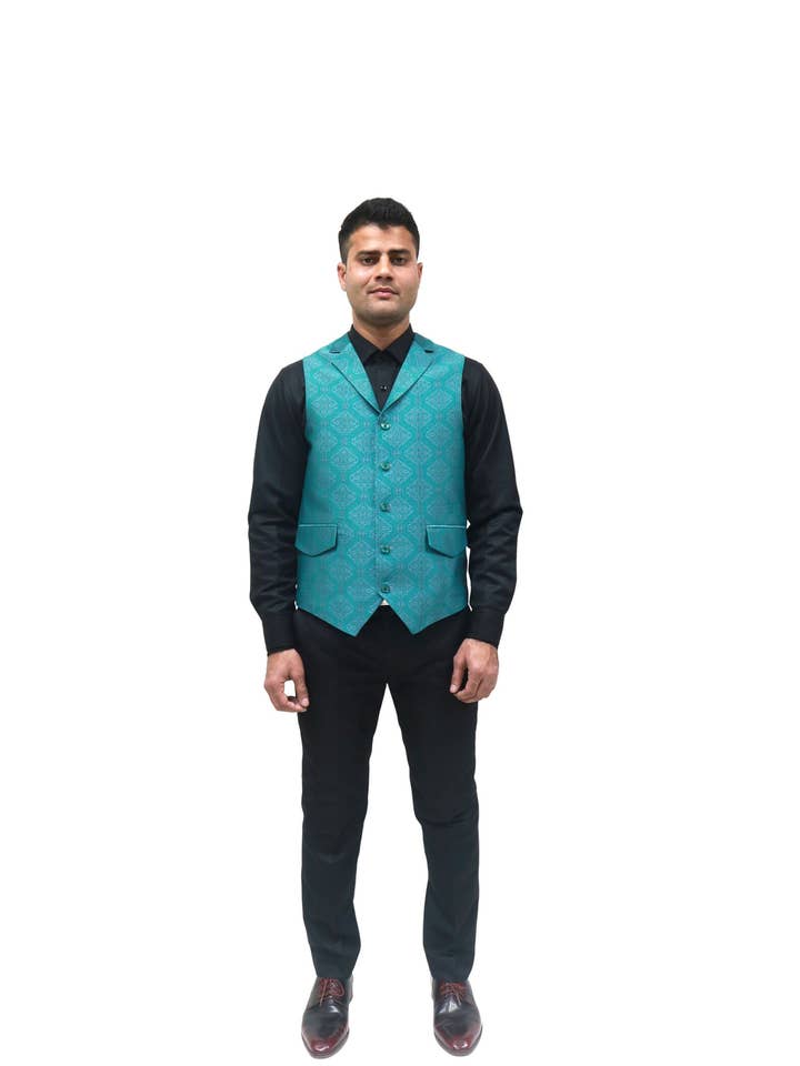 Gilet Nehru fatto a mano per uomo con design floreale per la vendita all'ingrosso da parte di Masculine MOoda