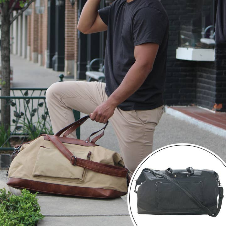 Men's Canvas Weekender for wholesale by K. Carroll Accessories