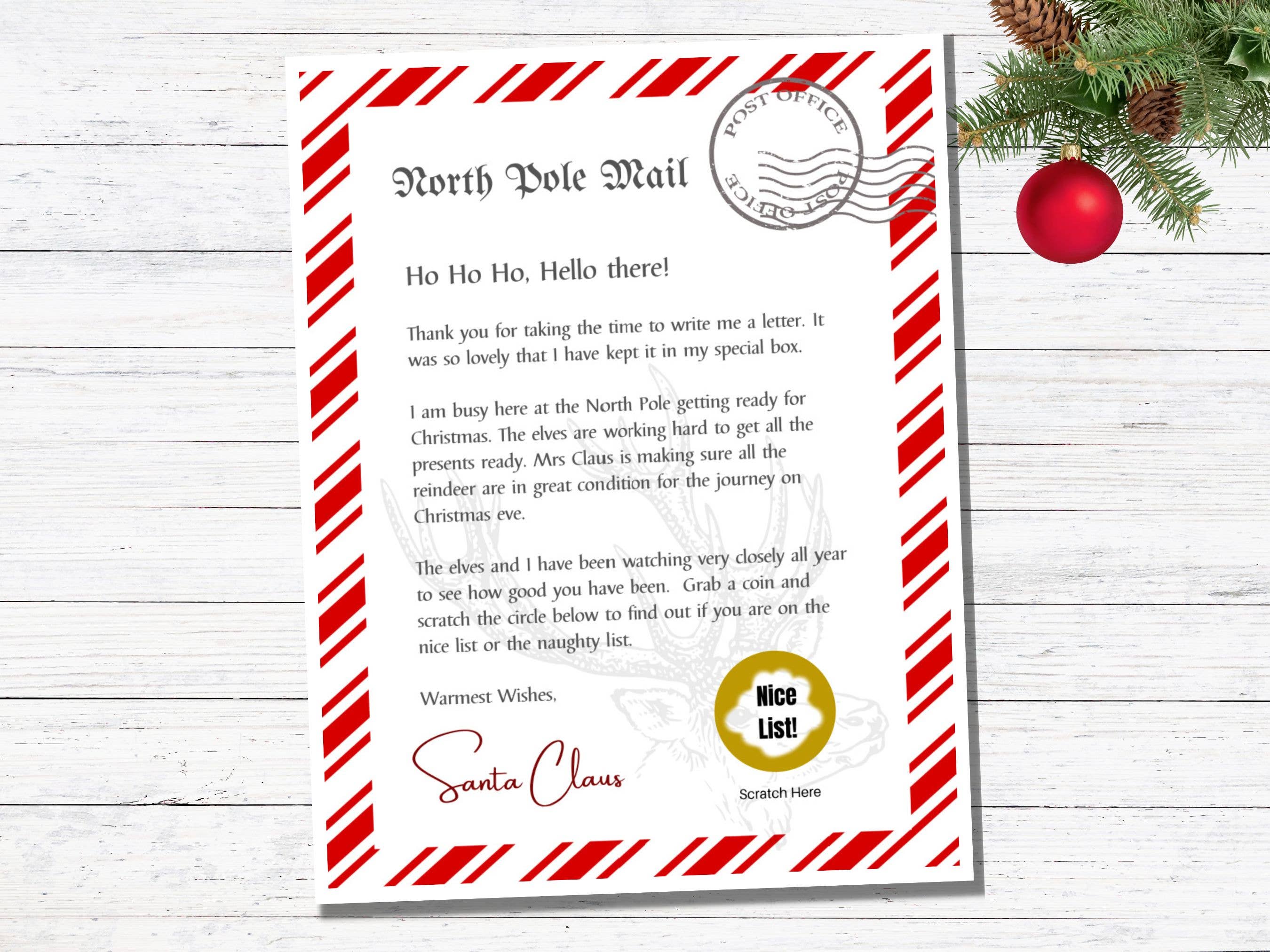 Scratch Away - Wholesale Christmas Card - Scratch OFF Christmas Letter From Santa - Nice List0