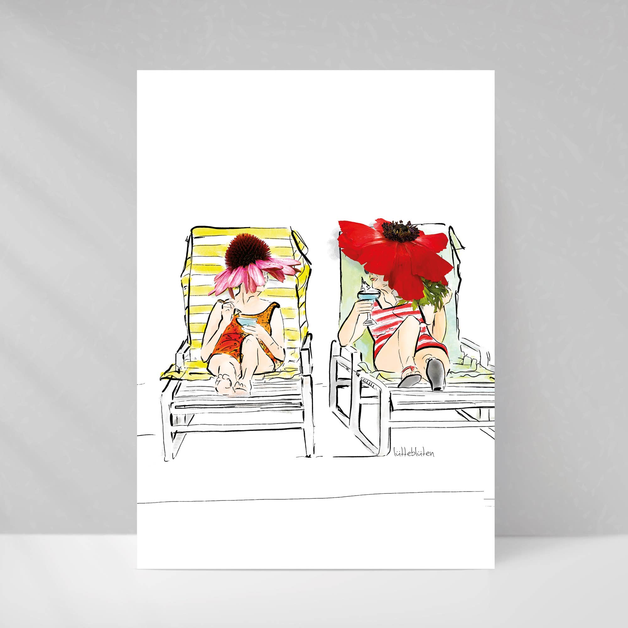 Lütteblüten – wholesale Friendship card – Poolside Serenity | Greeting card with envelope2