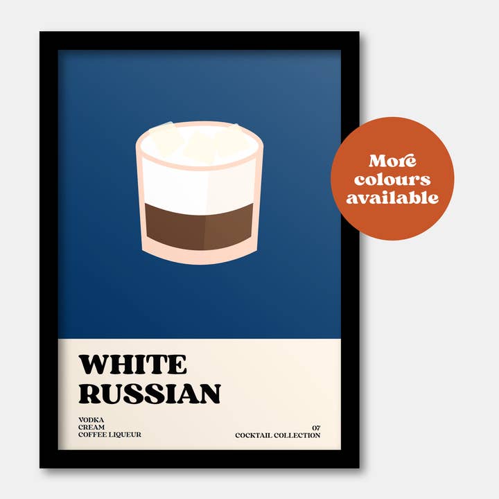 Imprimé cocktail russe blanc pour la vente par Lauren Beth Designs