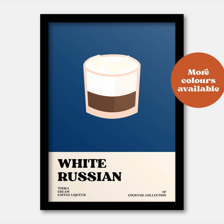 Imprimé cocktail russe blanc pour la vente par Lauren Beth Designs