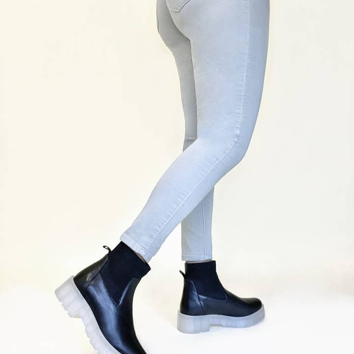 Olivia Transparent Heel Chelsea Leather Boot for wholesale by Only Partners