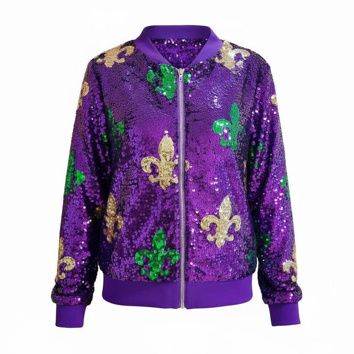 2663-Mardi Gras Sequin Fleur De Lis Jacket for wholesale by Western Fashion