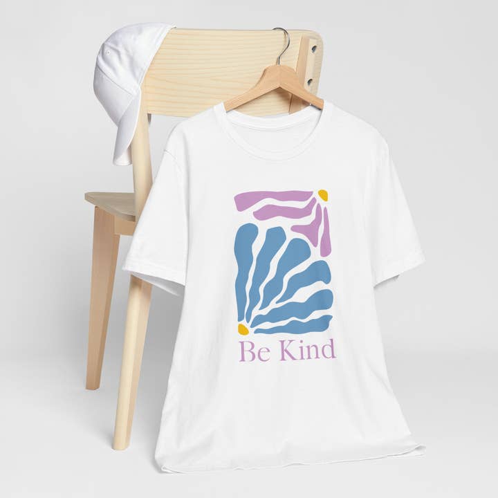 Unisex Be Kind Floral T-shirt / Unisex Jersey Short Sleeve Tee for wholesale by Kindness Rock Gardens, LLC