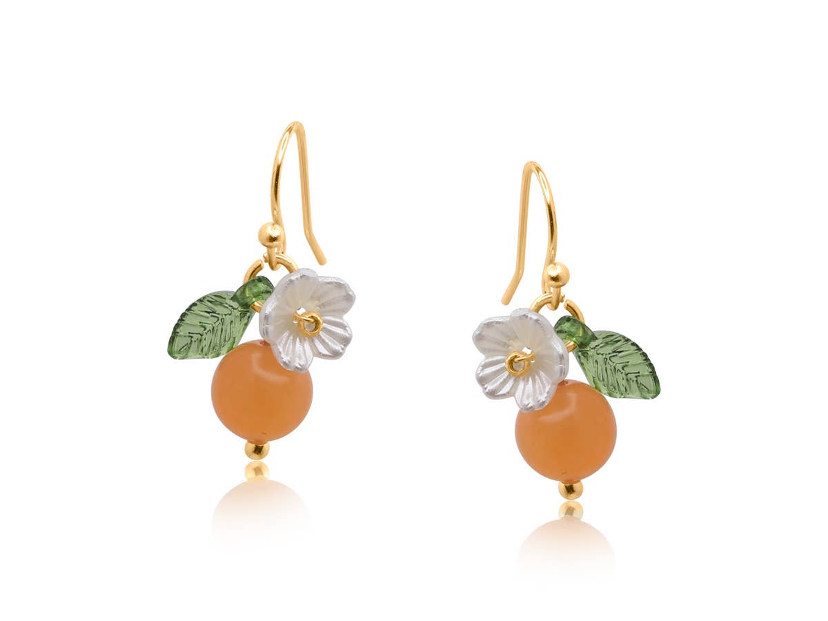 GREEN Marina Tangerine Fruits Drop Earrings for wholesale on Faire