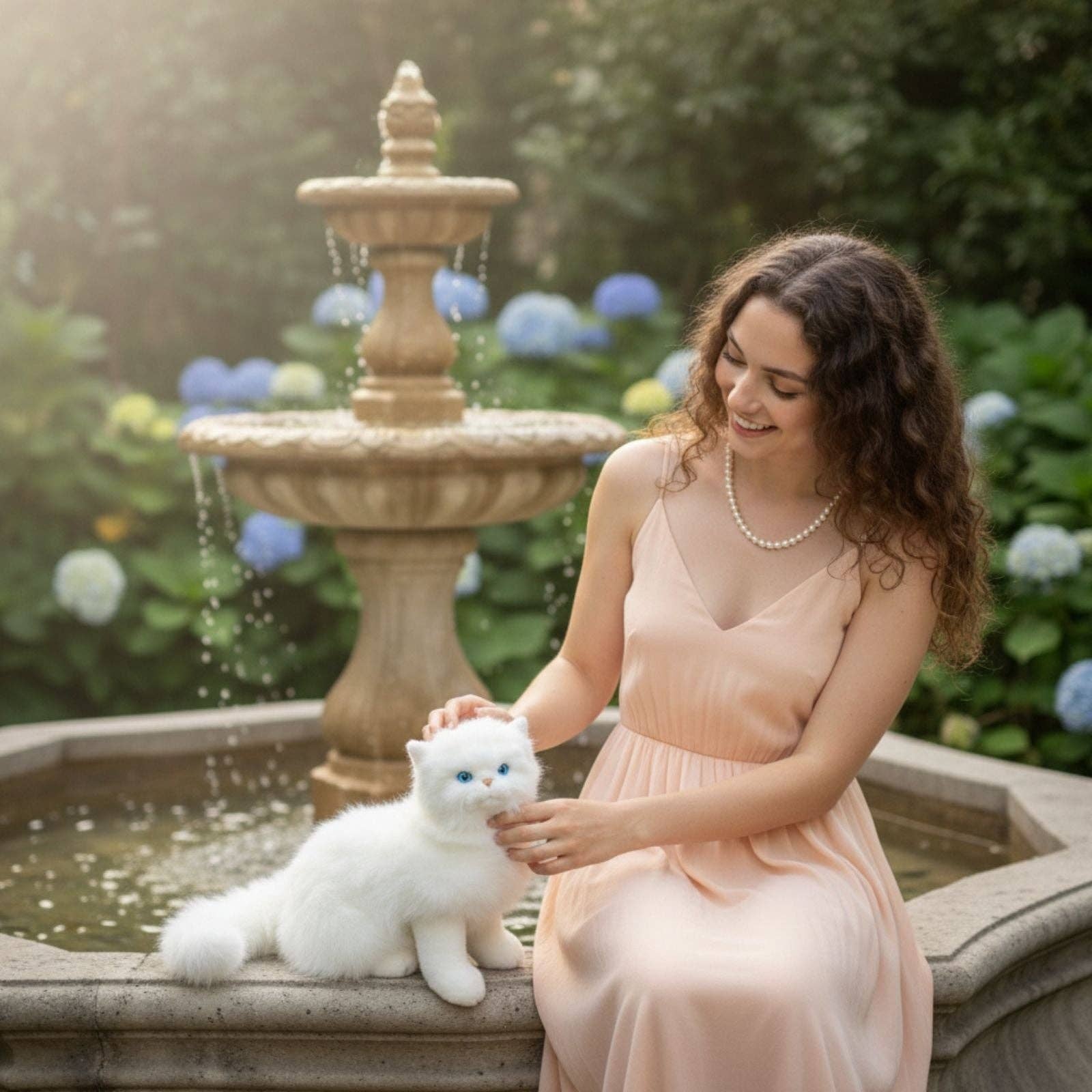 Bocchetta Plush Toys - Vente Peluche – chien - Perle - Chat Persan - 34 cm assis, blanc1