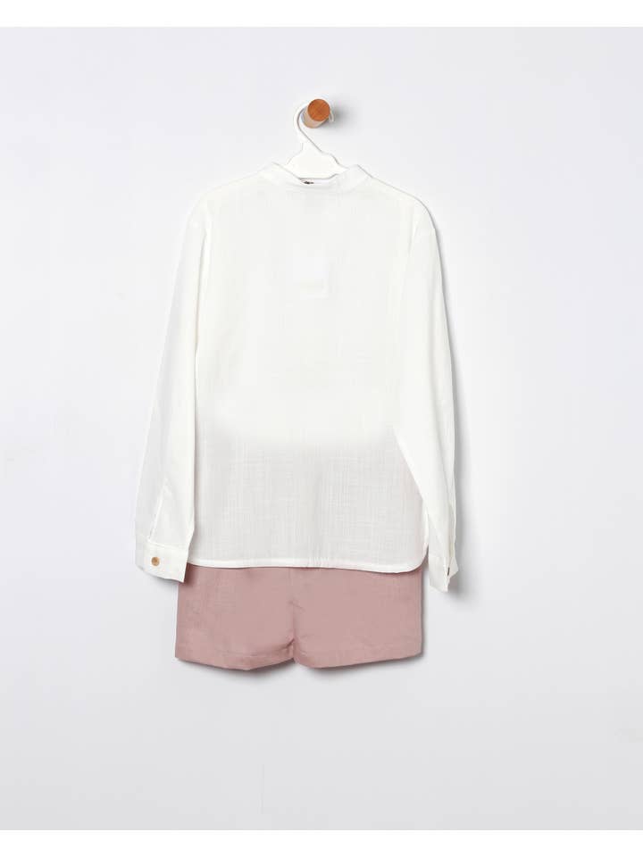 COCO ACQUA - Wholesale Top & Short Set - Kids - Voile Flame Long Sleeve Shirt and Linen Bermuda Set3