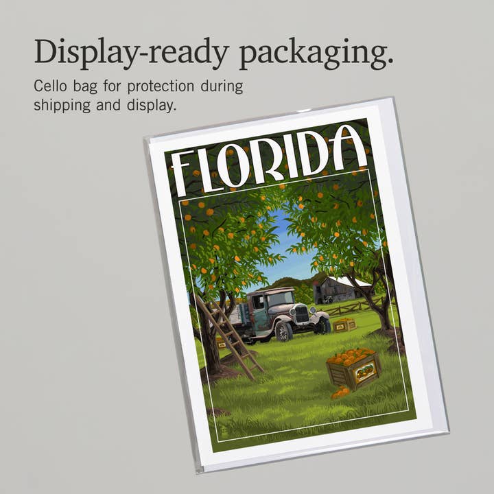 Lantern Press - Wholesale Everyday Greeting Card - GREETING CARD Florida, Orange Grove with Truck6
