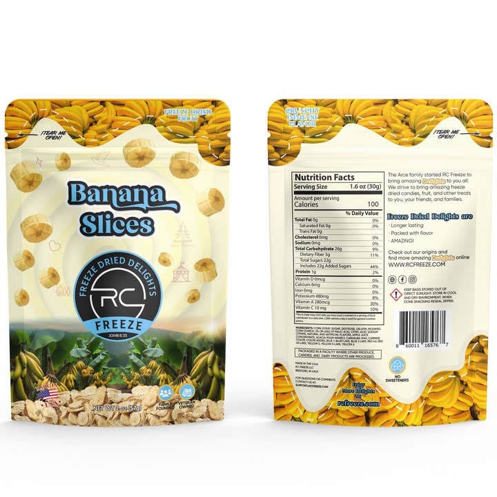 Bananas Freeze Dried for wholesale by RC Freeze LLC