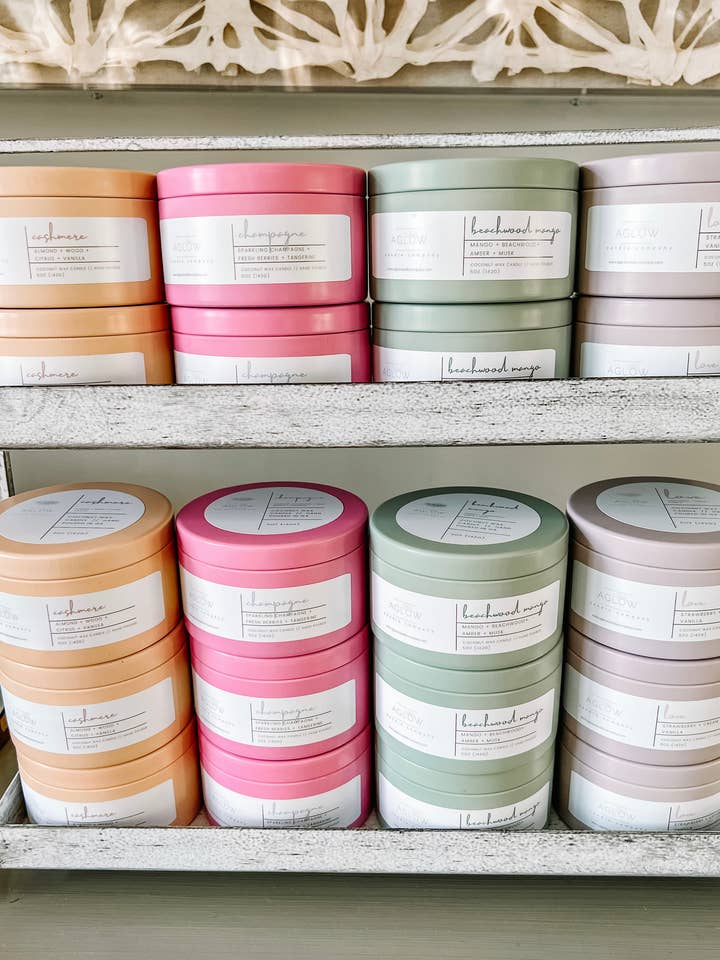 Tin 5 Oz Candles for wholesale by Aglow Candle Company