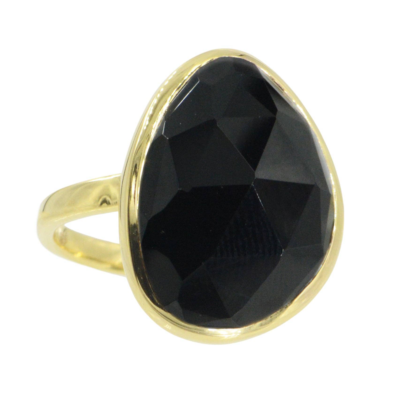 Kamaria Jewelry - Wholesale Cocktail/Statement Ring - Black Spinel Large Gemstone Cocktail Ring in Gold