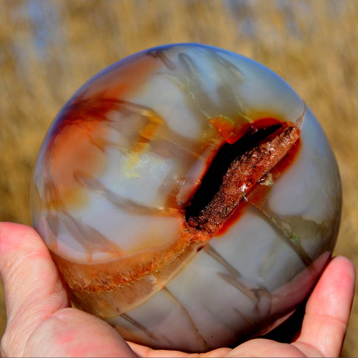 Kaia & Crystals - Wholesale Spiritual Stone/Crystal - XL Carnelian Crystal Ball (70mm - 100mm) - Mineral Sphere