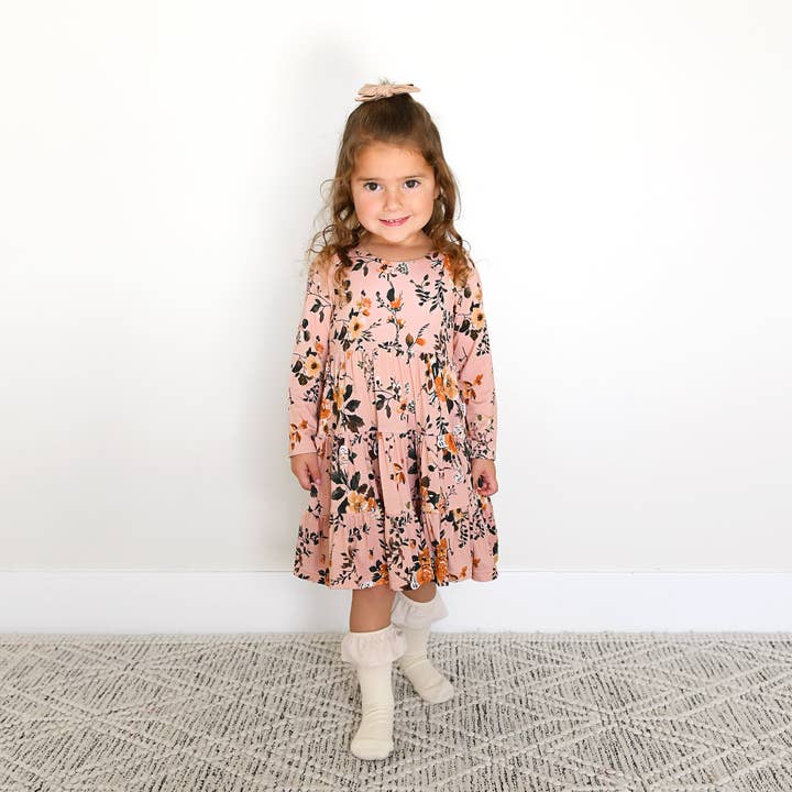 Gigi and Max – Vestido - Crianças por atacado – Vestido Flora Rosa Claro SWING de Bambu Floral em Camadas9