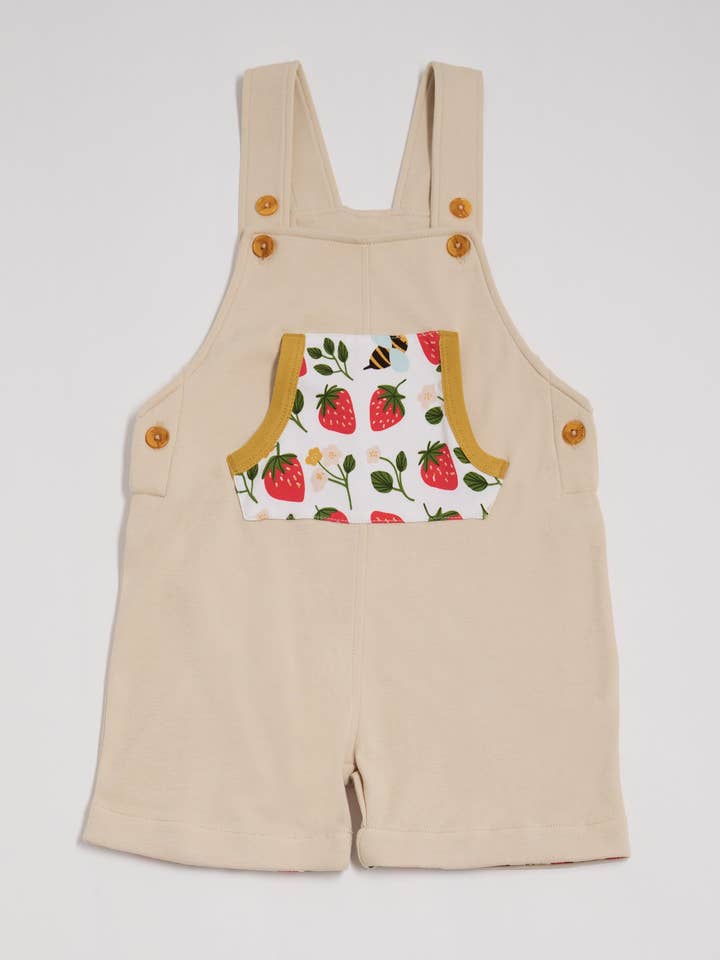 Strawberry Fields Short Dungarees for wholesale by Playtime Prints