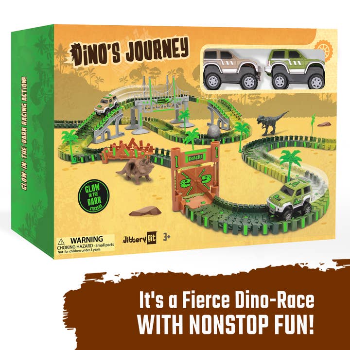 JitteryGit - Wholesale Toy Set - Kids - Dinosaur Race Car Track Set Toy, STEM Glow In The Dark Toy
