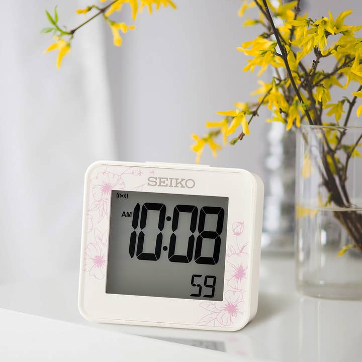 Seiko Clocks USA - Wholesale Alarm Clock - Zen Digital Alarm, white/pink, Island Collection2