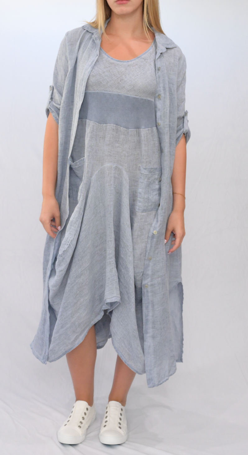 Merci Marie - Wholesale Dress - Women's - Linen Tank Gathered Dress #467013