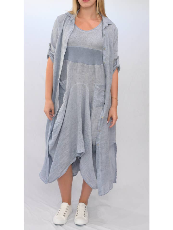 Merci Marie - Wholesale Dress - Women's - Linen Tank Gathered Dress #467013
