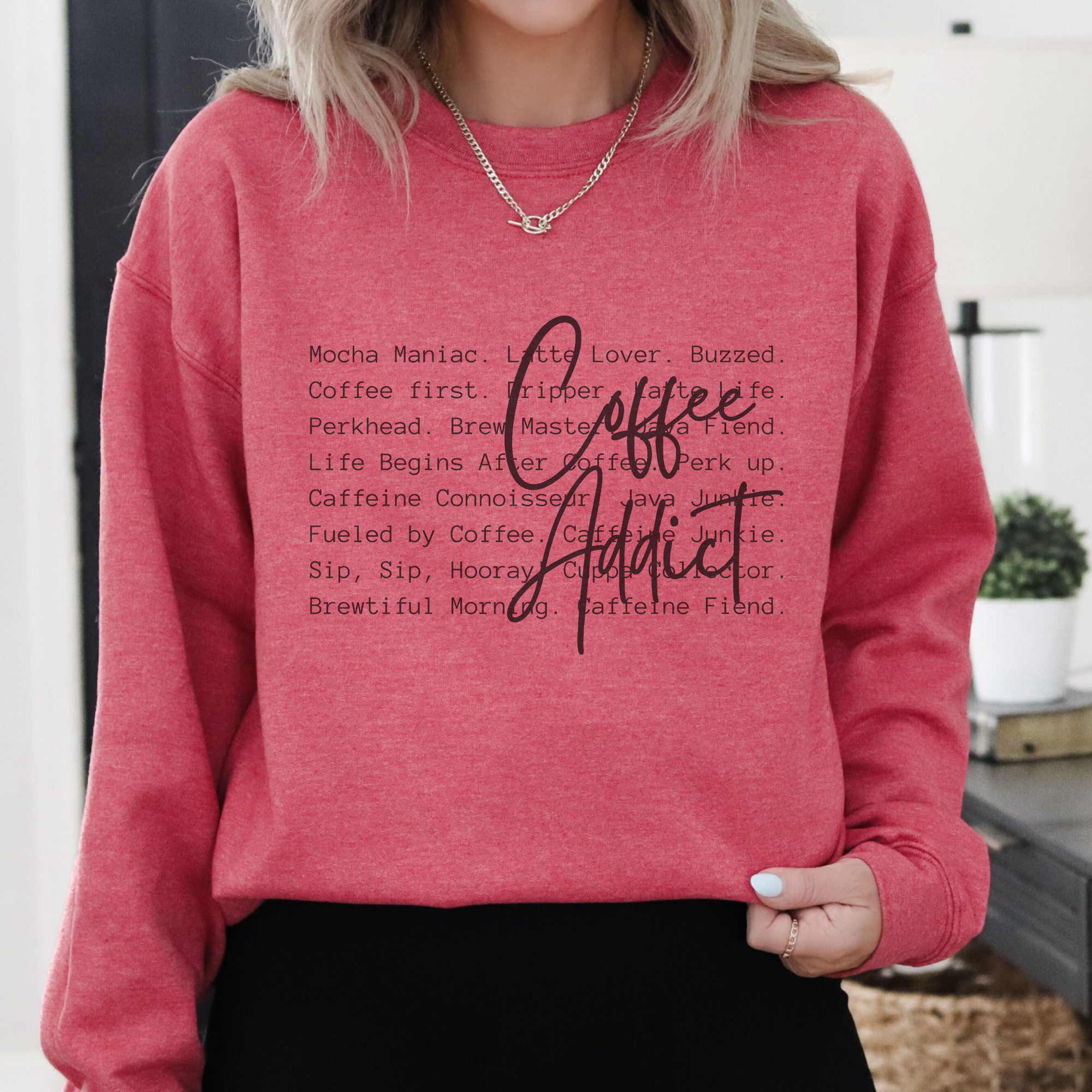 Trendznmore - Modern Graphic Apparel - Wholesale Grafisch sweatshirt - Dames - Koffieverslaafde Definitie Grappige Crewneck Grafische Sweater5
