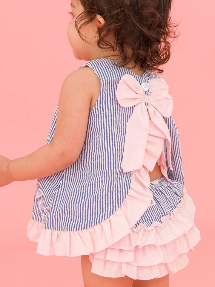 Baby Girls Classic Blue Seersucker Ruffle Swing Top and Bloomer Set
for wholesale on Faire