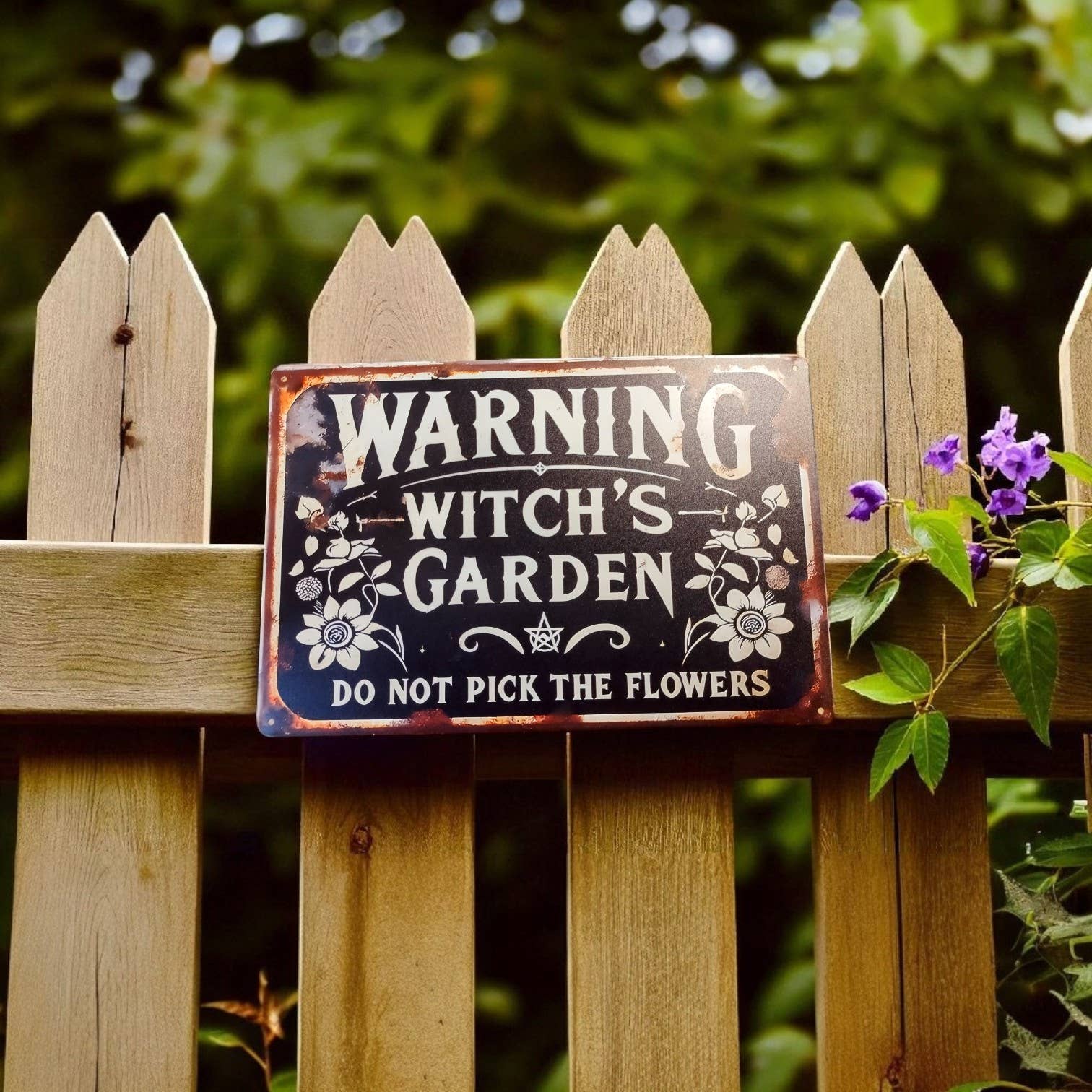 Funky Aura Boutique - Wholesale Sign - Warning, Witch's Garden Metal Sign0