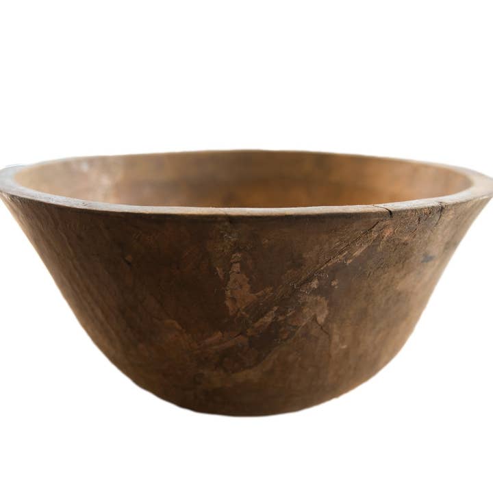 Tigela Africana Vintage de Madeira - Com Fendas por atacado de Old New House